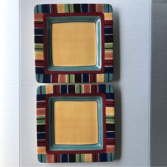 Set Of 2 Tabletops Unlimited “Amherst” Square Dinner Plates 10.5” - Picture 4 of 7